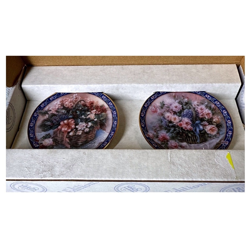 Bradford Editions Lena Liu Roses & Begonias Miniature Collector Plate 1994 3.5"